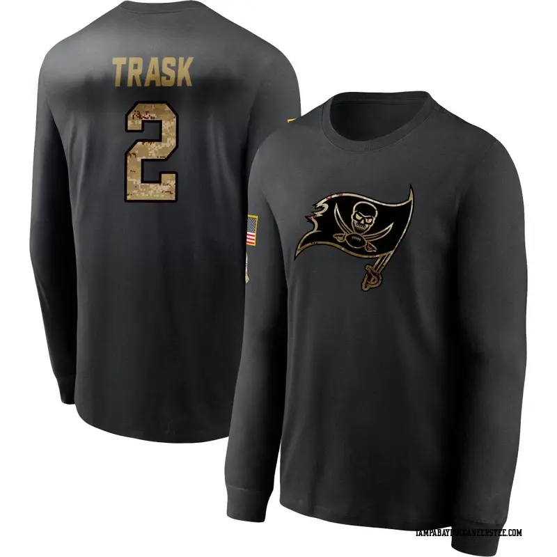 Men's Tampa Bay Buccaneers ＃2 Kyle Trask Black 2020 Salute To Service Sideline Performance Long Sleeve T-Shirt