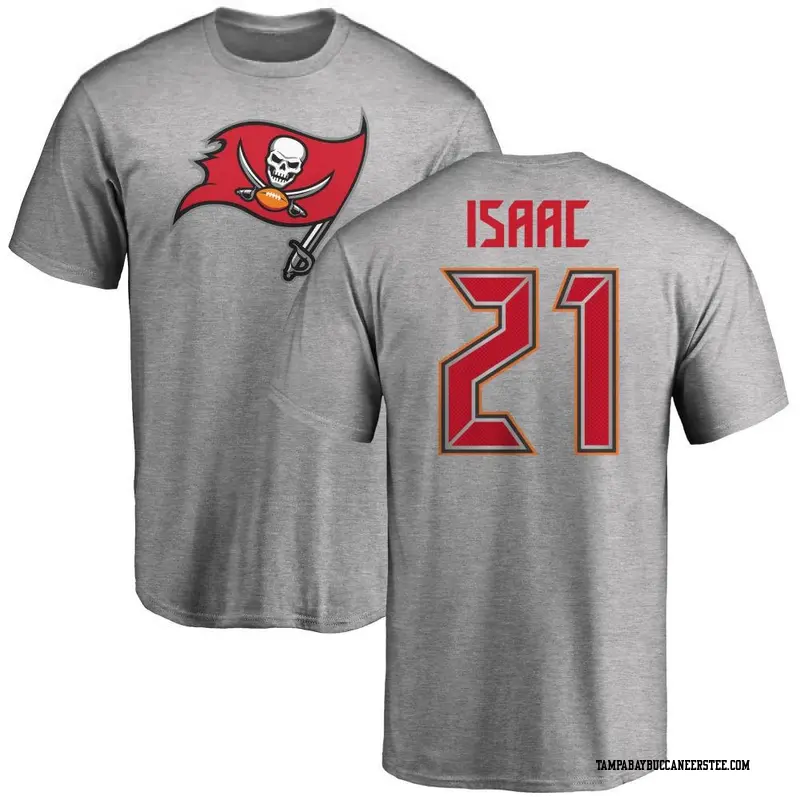 Men's Tampa Bay Buccaneers ＃21 Keenan Isaac Ash Name & Number Logo T-Shirt