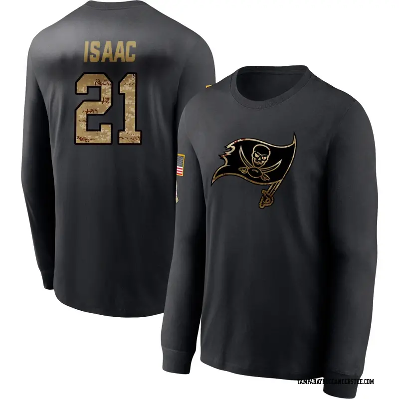 Men's Tampa Bay Buccaneers ＃21 Keenan Isaac Black 2020 Salute To Service Sideline Performance Long Sleeve T-Shirt