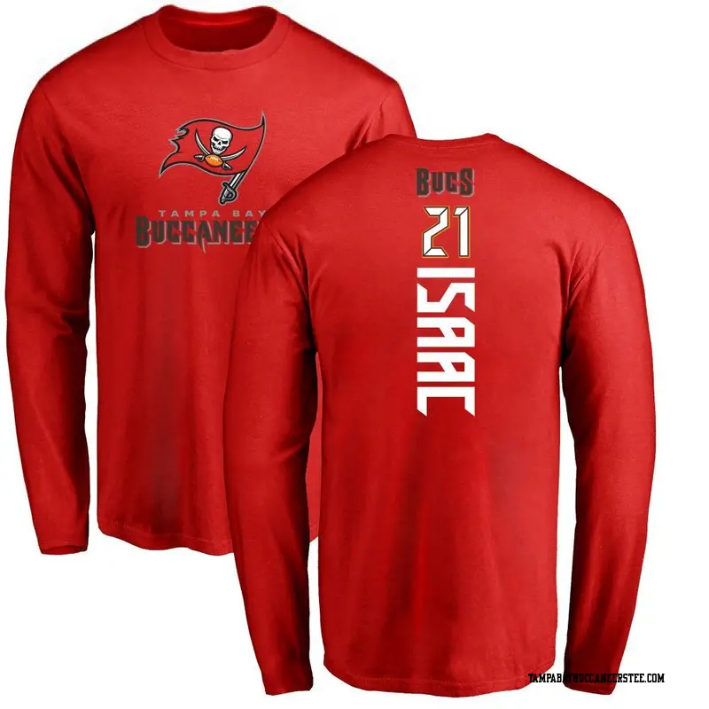 Men's Tampa Bay Buccaneers ＃21 Keenan Isaac Red Backer Long Sleeve T-Shirt