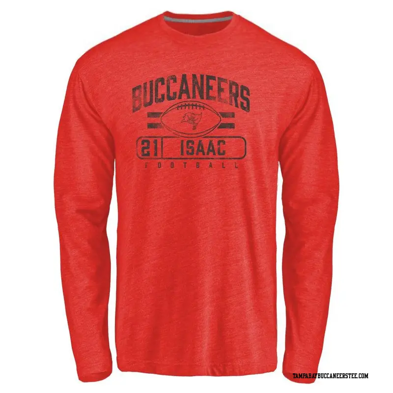 Men's Tampa Bay Buccaneers ＃21 Keenan Isaac Red Flanker Long Sleeve T-Shirt