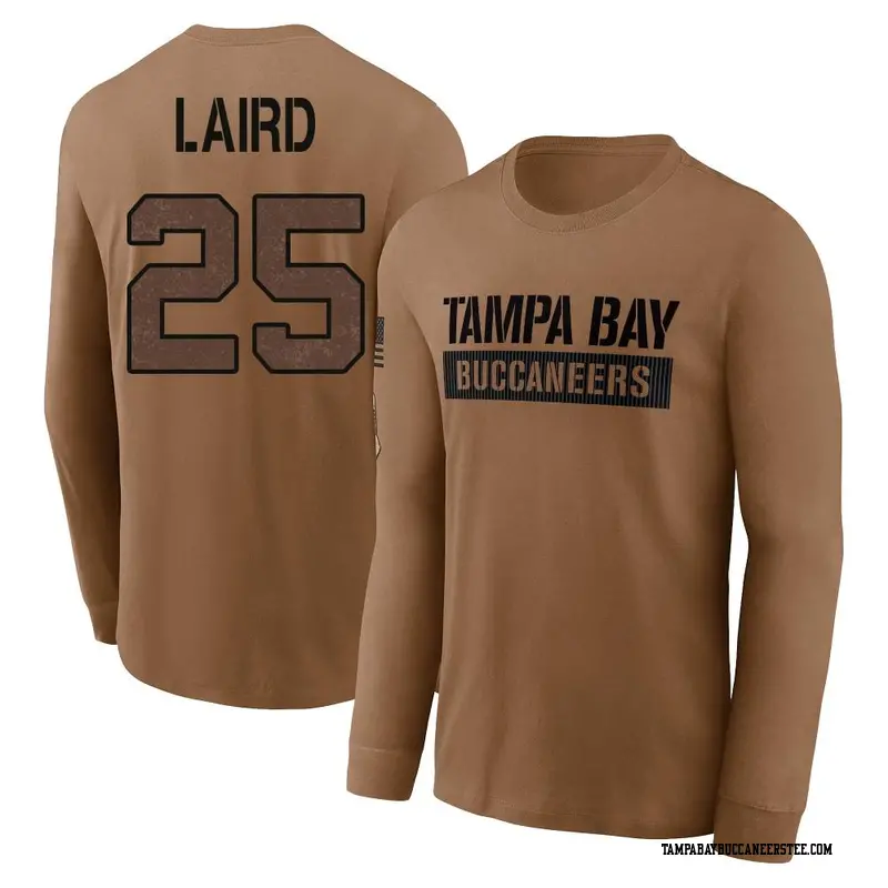 Men's Tampa Bay Buccaneers ＃25 Patrick Laird Brown 2023 Salute To Service Long Sleeve T-Shirt