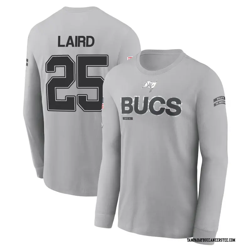 Men's Tampa Bay Buccaneers ＃25 Patrick Laird Gray 2024 Salute to Service Long Sleeve T-Shirt