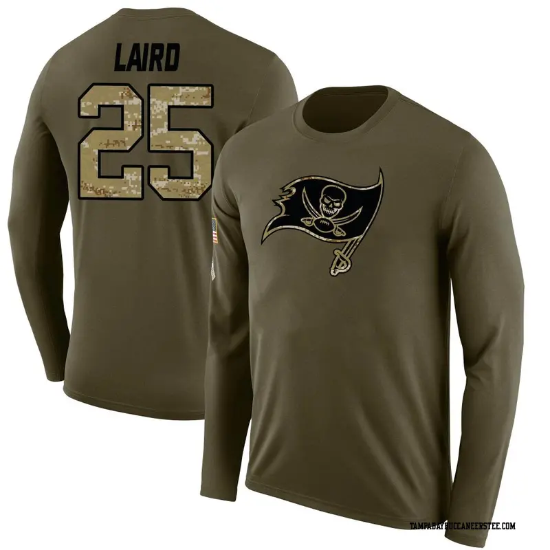 Men's Tampa Bay Buccaneers ＃25 Patrick Laird Olive Salute to Service Sideline Long Sleeve T-Shirt