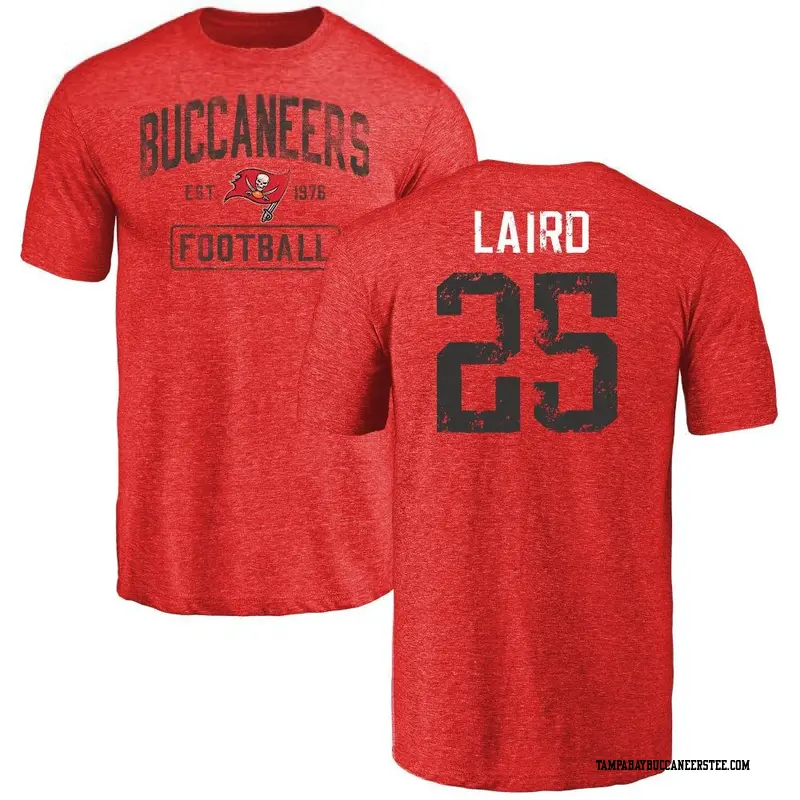 Men's Tampa Bay Buccaneers ＃25 Patrick Laird Red Distressed Name & Number T-Shirt