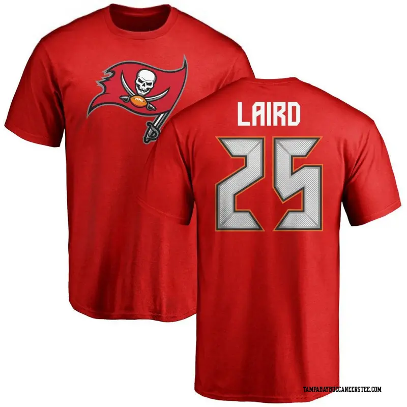 Men's Tampa Bay Buccaneers ＃25 Patrick Laird Red Name & Number Logo T-Shirt