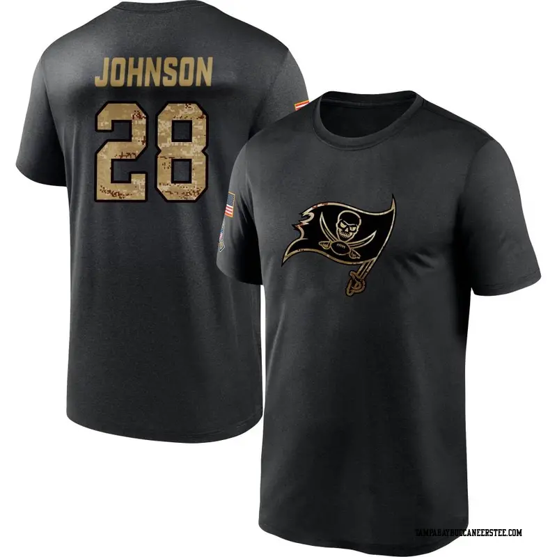 Men's Tampa Bay Buccaneers ＃28 Cephus Johnson III Black 2020 Salute To Service Performance T-Shirt