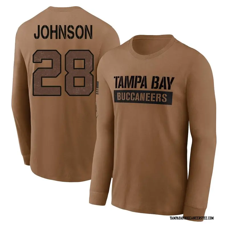 Men's Tampa Bay Buccaneers ＃28 Cephus Johnson III Brown 2023 Salute To Service Long Sleeve T-Shirt