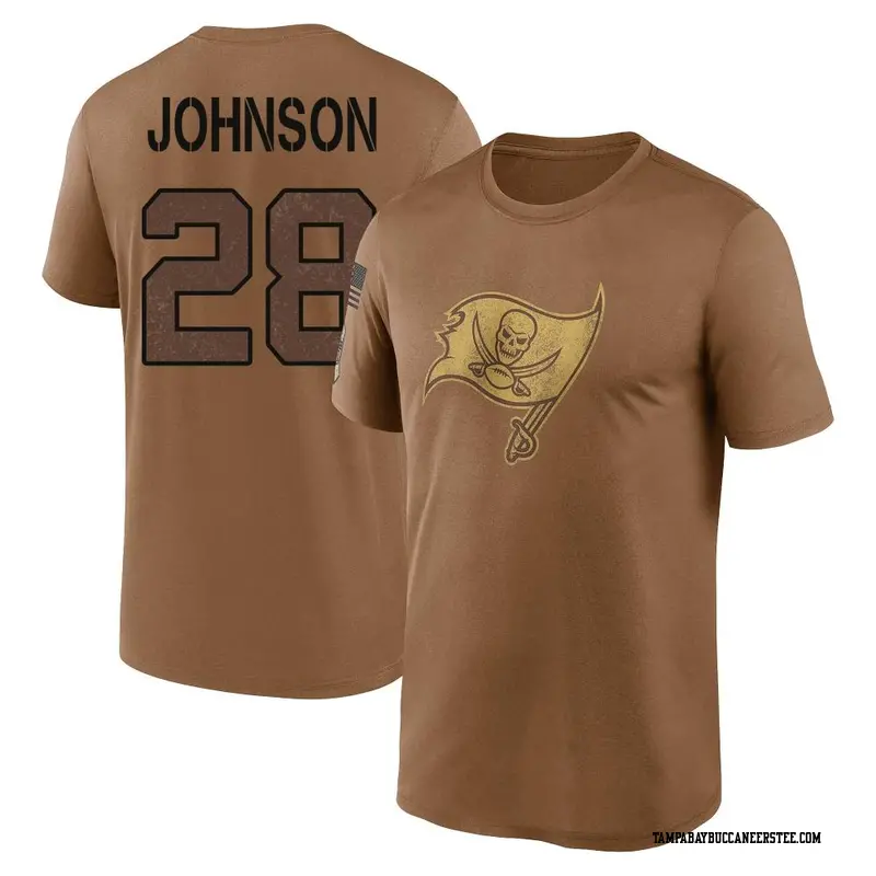 Men's Tampa Bay Buccaneers ＃28 Cephus Johnson III Brown 2023 Salute To Service Performance T-Shirt