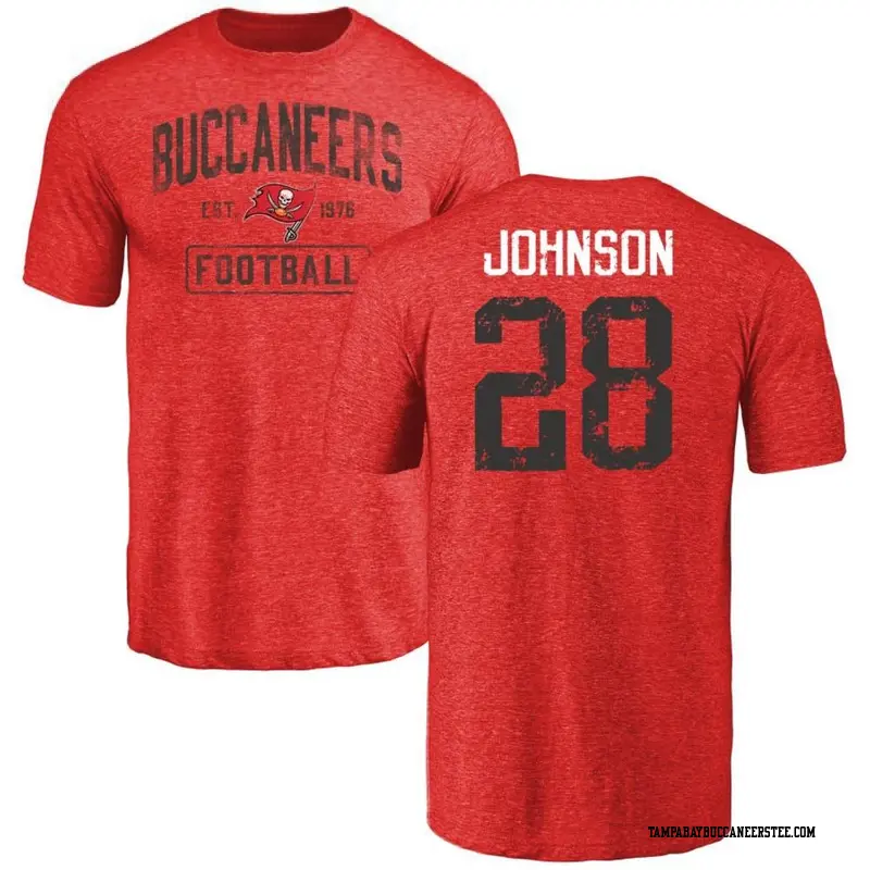 Men's Tampa Bay Buccaneers ＃28 Cephus Johnson III Red Distressed Name & Number T-Shirt