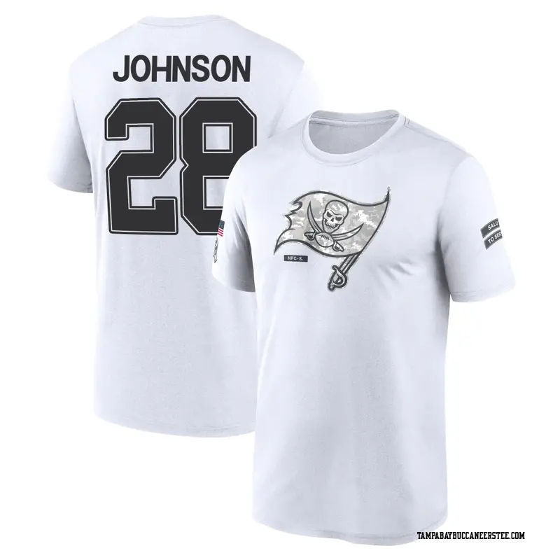 Men's Tampa Bay Buccaneers ＃28 Cephus Johnson III White 2024 Salute to Service Performance T-Shirt