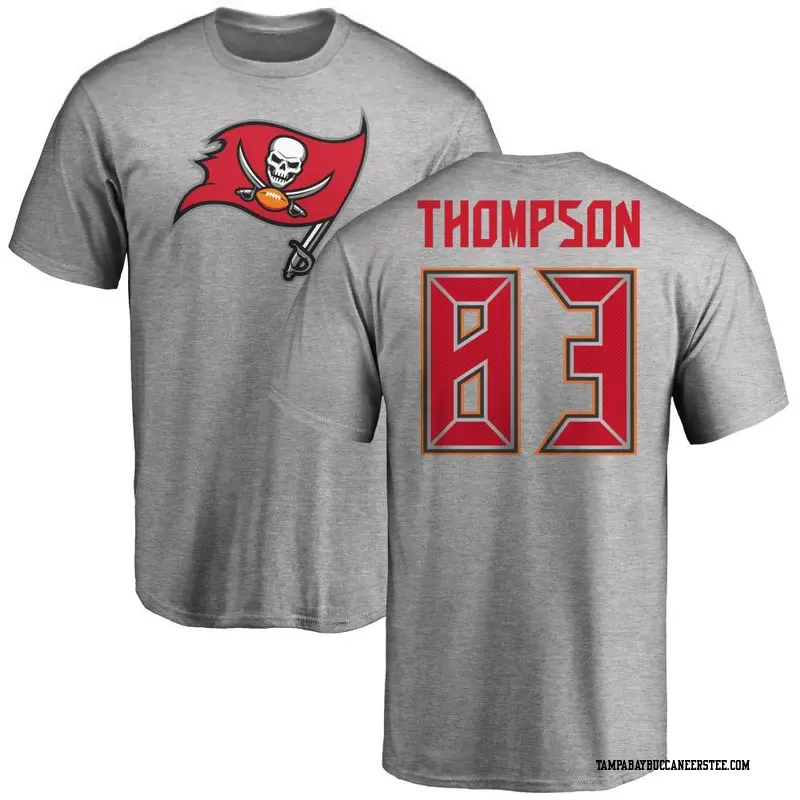 Men's Tampa Bay Buccaneers ＃83 Cody Thompson Ash Name & Number Logo T-Shirt