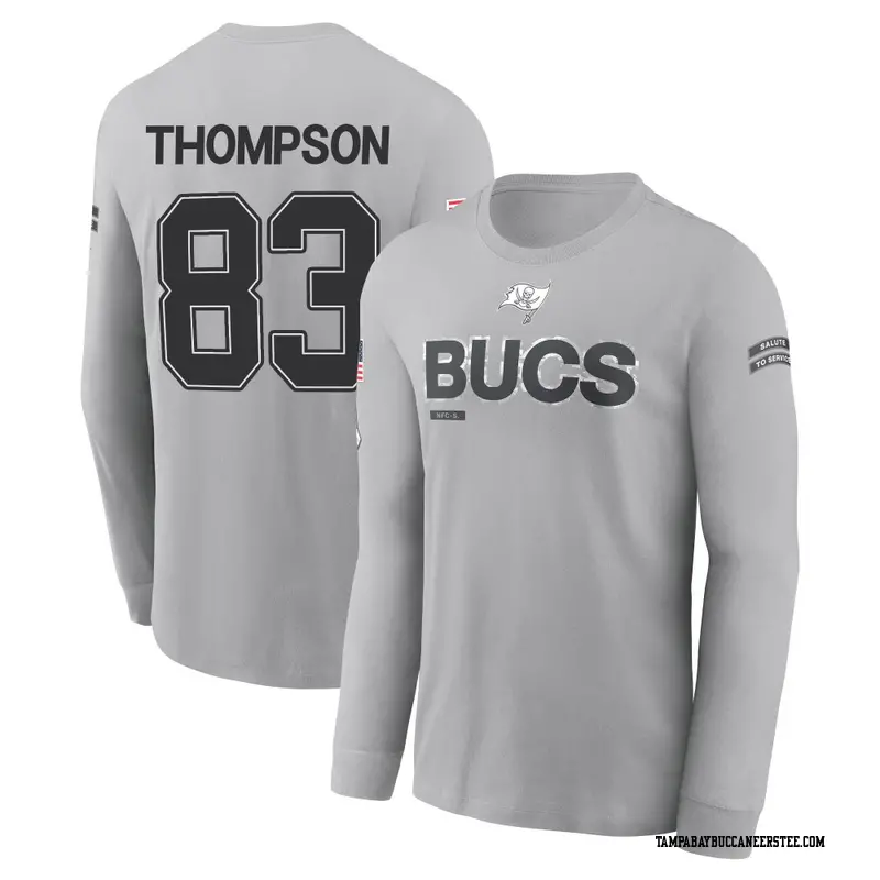 Men's Tampa Bay Buccaneers ＃83 Cody Thompson Gray 2024 Salute to Service Long Sleeve T-Shirt