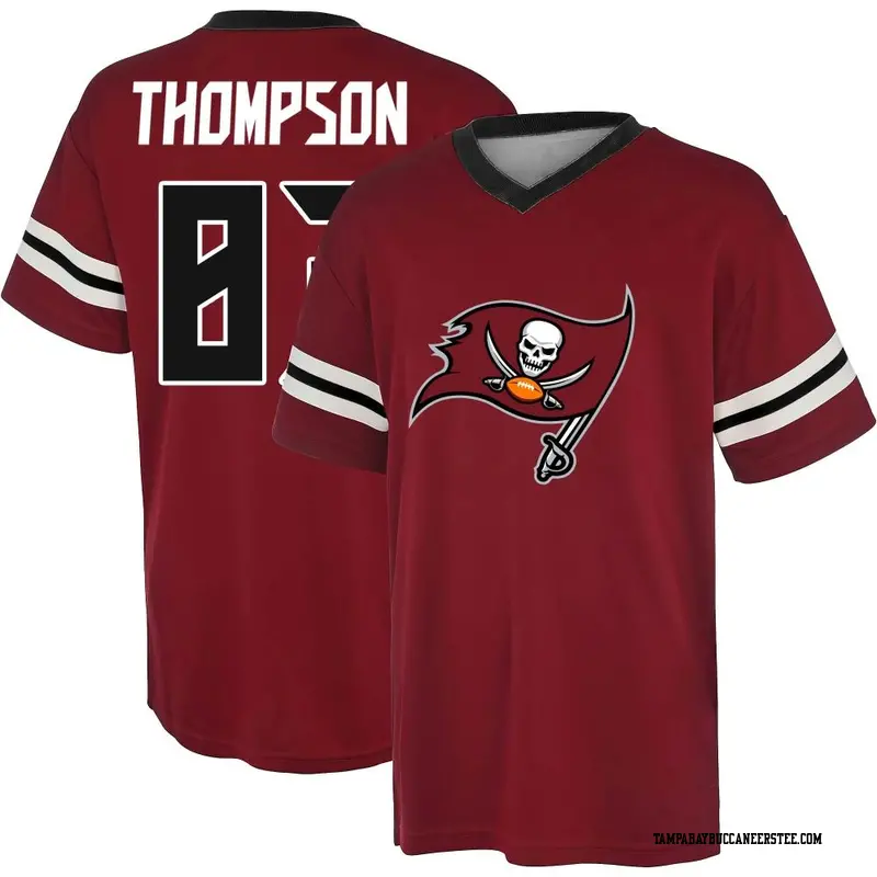 Men's Tampa Bay Buccaneers ＃83 Cody Thompson Red Name & Number Game Day V-Neck T-Shirt