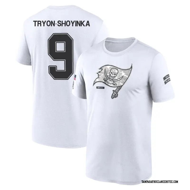 Men's Tampa Bay Buccaneers ＃9 Joe Tryon-Shoyinka White 2024 Salute to Service Performance T-Shirt