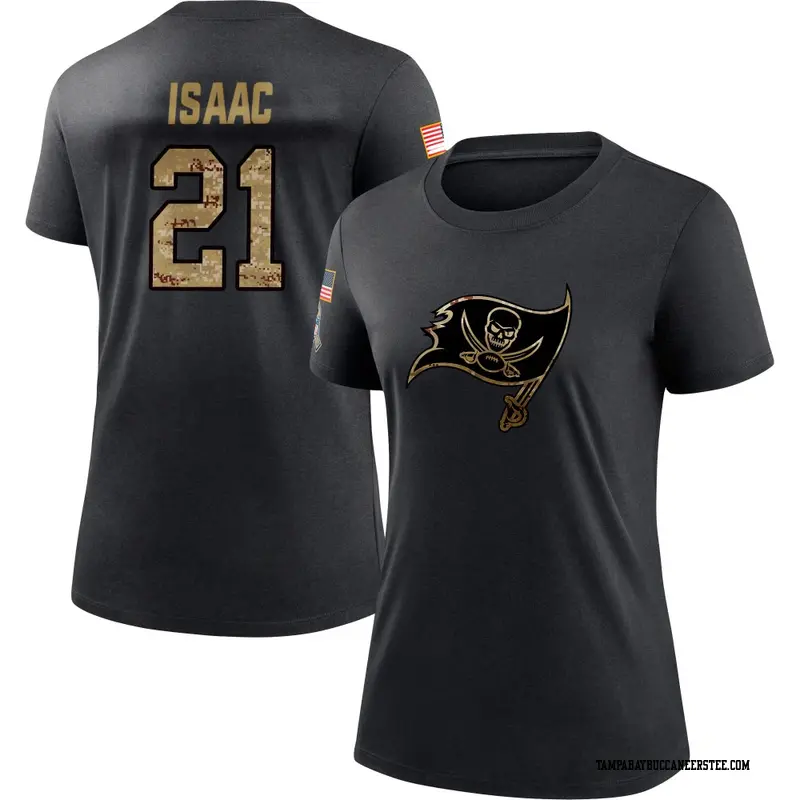 Women's Tampa Bay Buccaneers ＃21 Keenan Isaac Black 2020 Salute To Service Performance T-Shirt