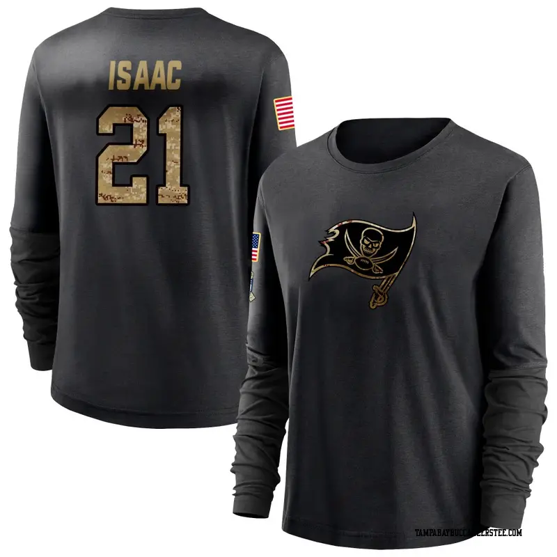 Women's Tampa Bay Buccaneers ＃21 Keenan Isaac Black 2020 Salute To Service Sideline Performance Long Sleeve T-Shirt