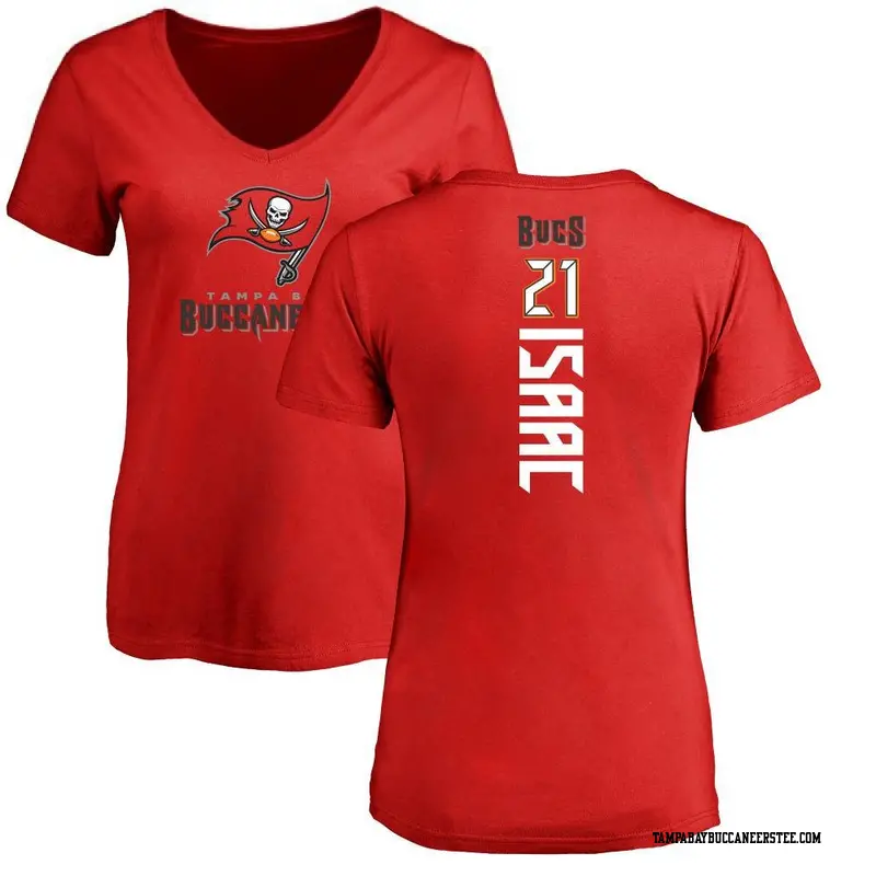 Women's Tampa Bay Buccaneers ＃21 Keenan Isaac Red Backer Slim Fit T-Shirt