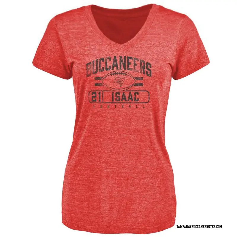 Women's Tampa Bay Buccaneers ＃21 Keenan Isaac Red Flanker T-Shirt