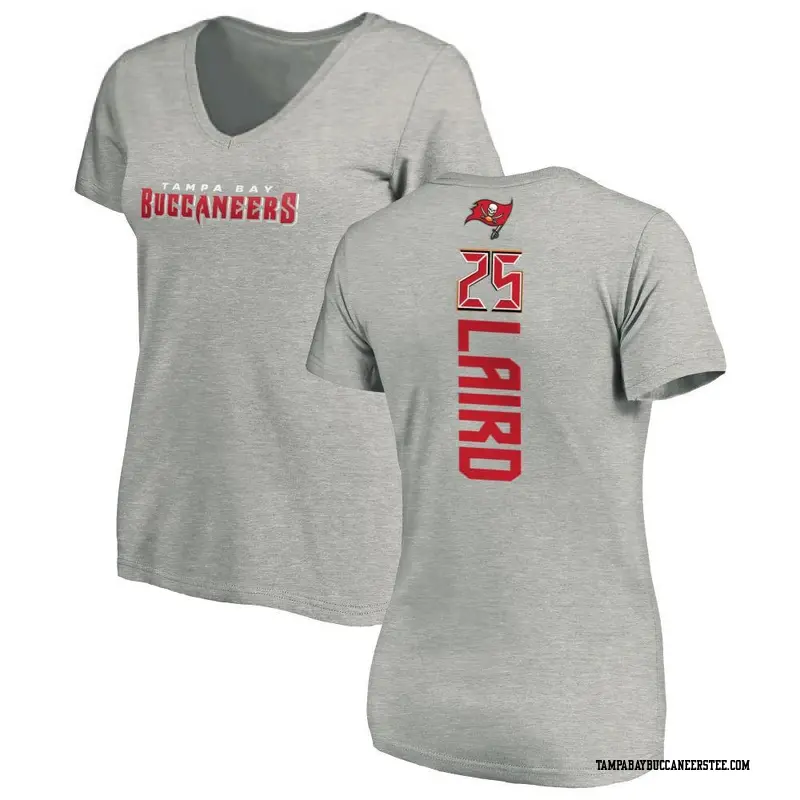 Women's Tampa Bay Buccaneers ＃25 Patrick Laird Ash Backer V-Neck T-Shirt