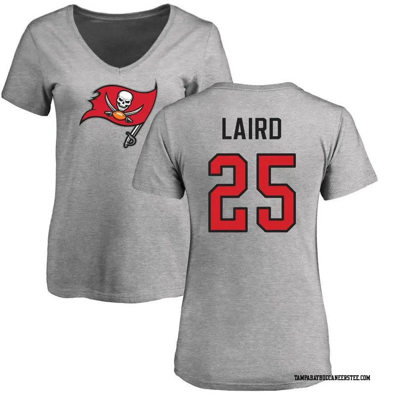 Women's Tampa Bay Buccaneers ＃25 Patrick Laird Ash Name & Number Logo Slim Fit T-Shirt