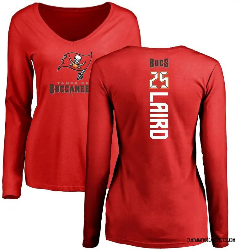 Women's Tampa Bay Buccaneers ＃25 Patrick Laird Red Backer Slim Fit Long Sleeve T-Shirt