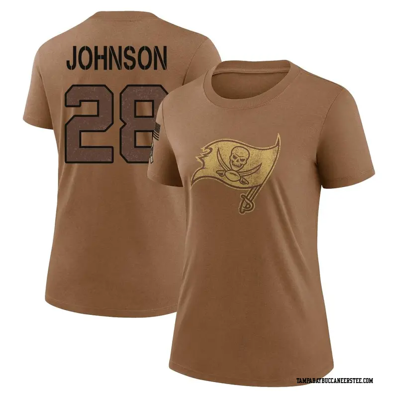 Women's Tampa Bay Buccaneers ＃28 Cephus Johnson III Brown 2023 Salute To Service Performance T-Shirt