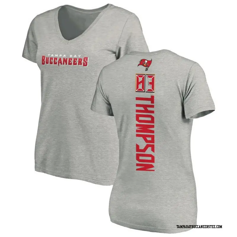 Women's Tampa Bay Buccaneers ＃83 Cody Thompson Ash Backer V-Neck T-Shirt