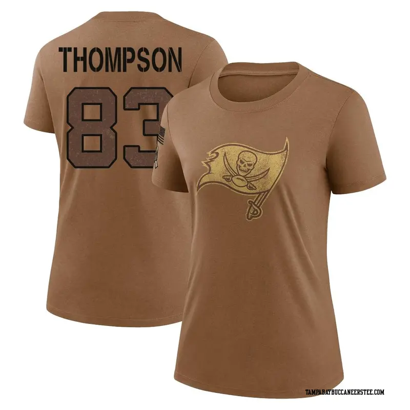 Women's Tampa Bay Buccaneers ＃83 Cody Thompson Brown 2023 Salute To Service Performance T-Shirt