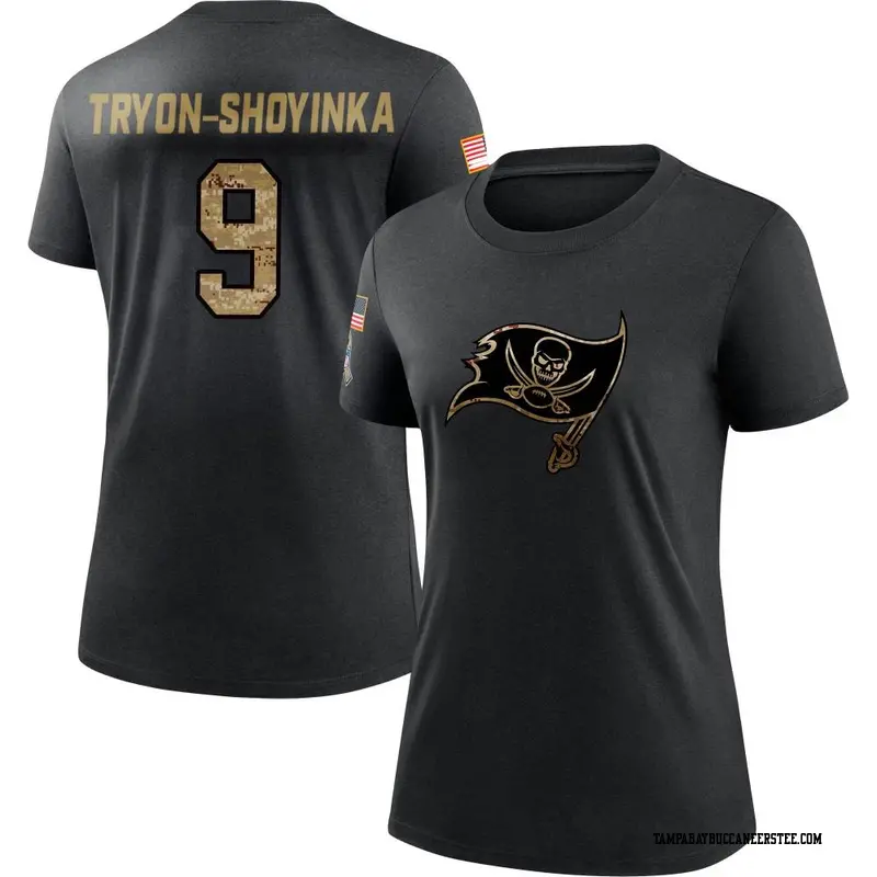 Women's Tampa Bay Buccaneers ＃9 Joe Tryon-Shoyinka Black 2020 Salute To Service Performance T-Shirt