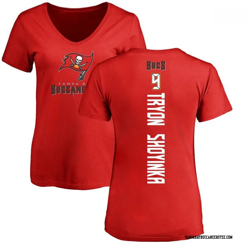 Women's Tampa Bay Buccaneers ＃9 Joe Tryon-Shoyinka Red Backer Slim Fit T-Shirt