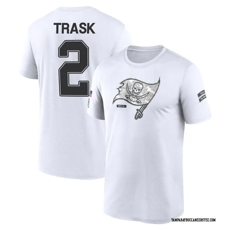 Youth Tampa Bay Buccaneers ＃2 Kyle Trask White 2024 Salute to Service Performance T-Shirt