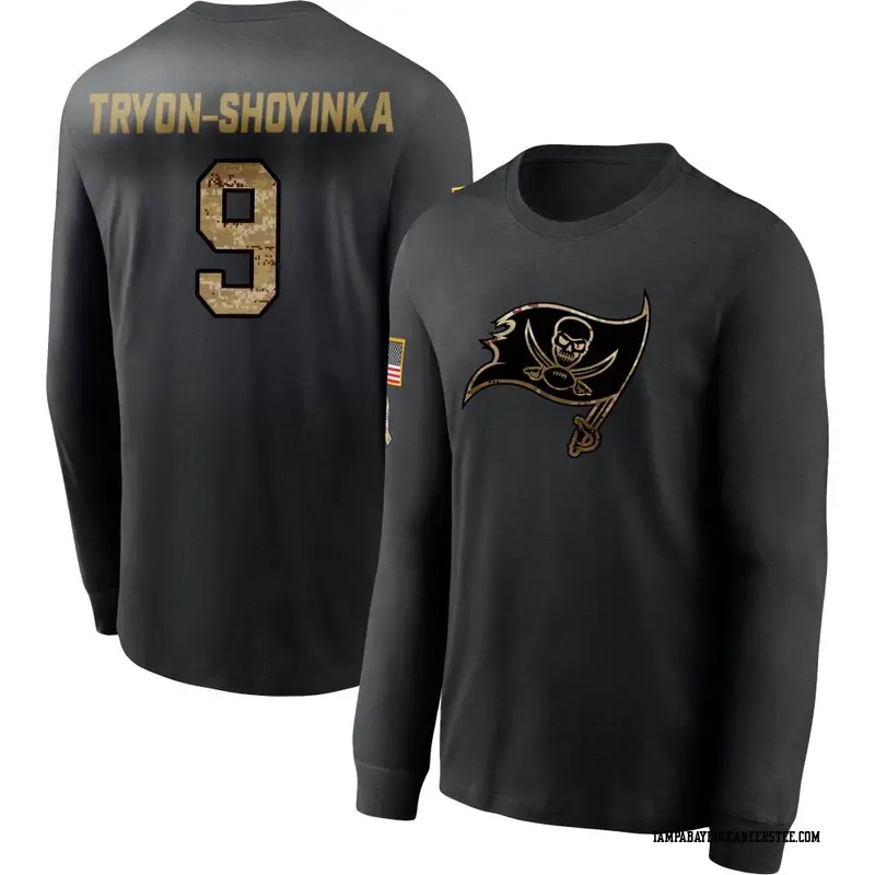 Youth Tampa Bay Buccaneers ＃9 Joe Tryon-Shoyinka Black 2020 Salute To Service Sideline Performance Long Sleeve T-Shirt