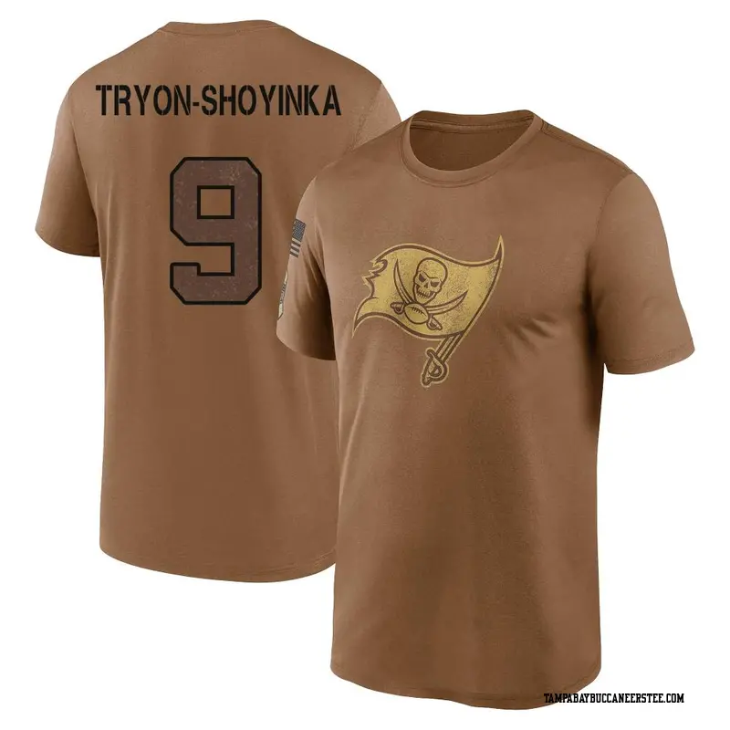 Youth Tampa Bay Buccaneers ＃9 Joe Tryon-Shoyinka Brown 2023 Salute To Service Performance T-Shirt